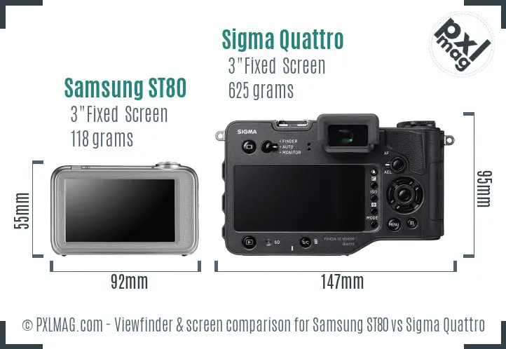 Samsung ST80 vs Sigma Quattro Screen and Viewfinder comparison
