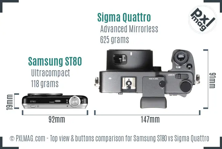 Samsung ST80 vs Sigma Quattro top view buttons comparison