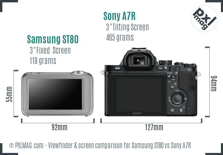 Samsung ST80 vs Sony A7R Screen and Viewfinder comparison