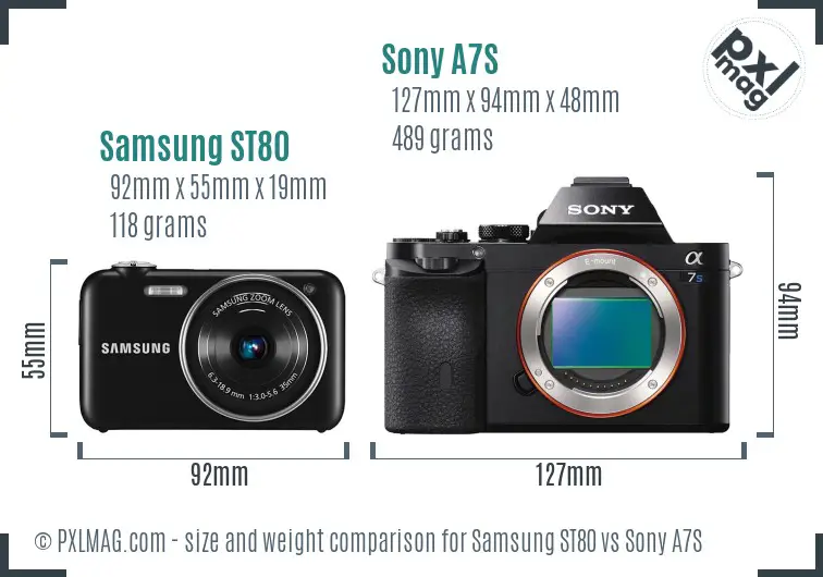 Samsung ST80 vs Sony A7S size comparison