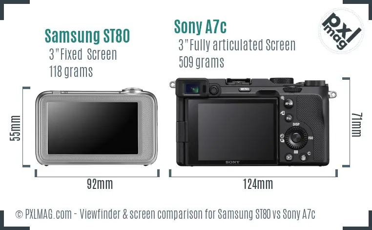 Samsung ST80 vs Sony A7c Screen and Viewfinder comparison