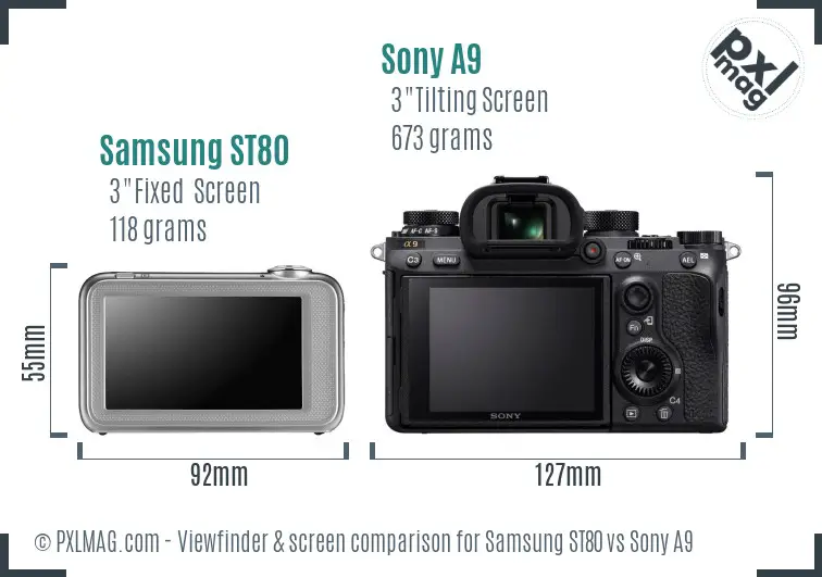 Samsung ST80 vs Sony A9 Screen and Viewfinder comparison