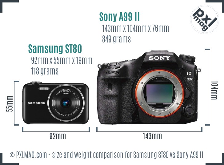 Samsung ST80 vs Sony A99 II size comparison