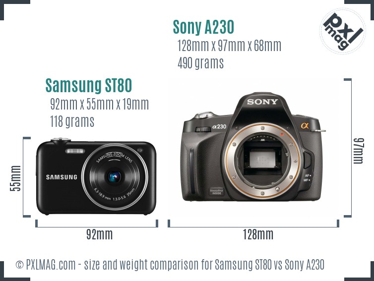 Samsung ST80 vs Sony A230 size comparison Samsung ST80 vs Sony A230 size comparison