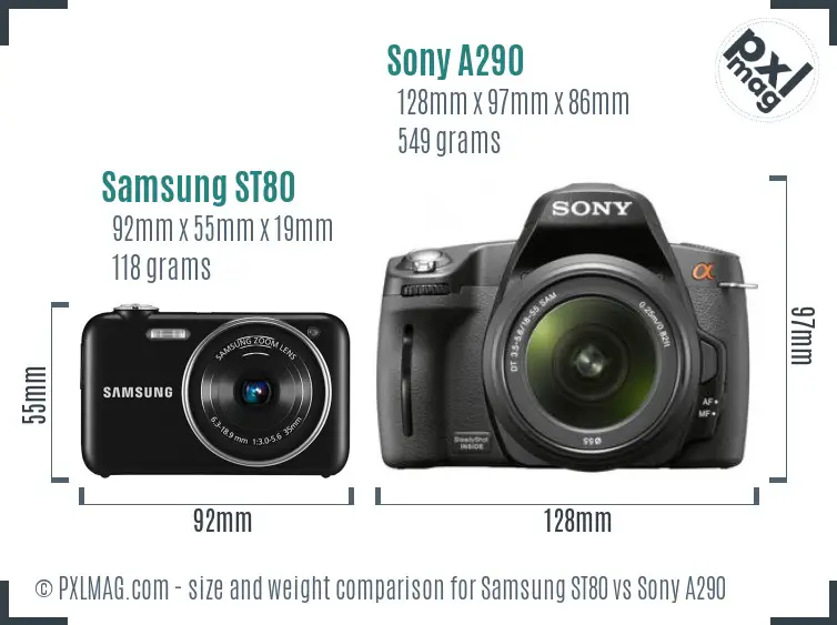 Samsung ST80 vs Sony A290 size comparison