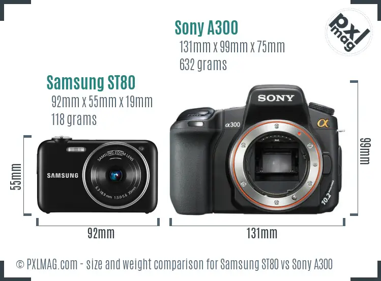 Samsung ST80 vs Sony A300 size comparison