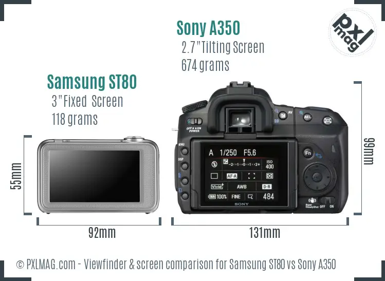 Samsung ST80 vs Sony A350 Screen and Viewfinder comparison Samsung ST80 vs Sony A350 Screen and Viewfinder comparison