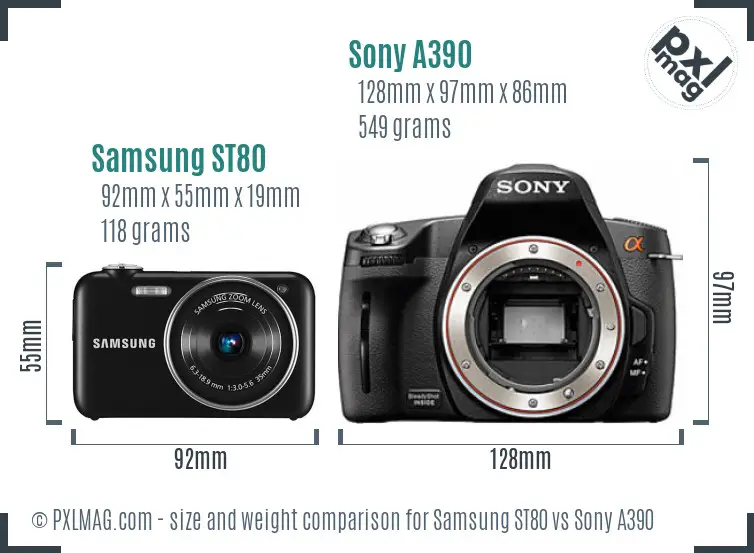 Samsung ST80 vs Sony A390 size comparison Samsung ST80 vs Sony A390 size comparison