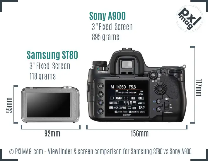 Samsung ST80 vs Sony A900 Screen and Viewfinder comparison
