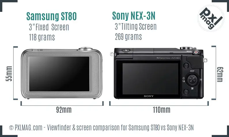 Samsung ST80 vs Sony NEX-3N Screen and Viewfinder comparison