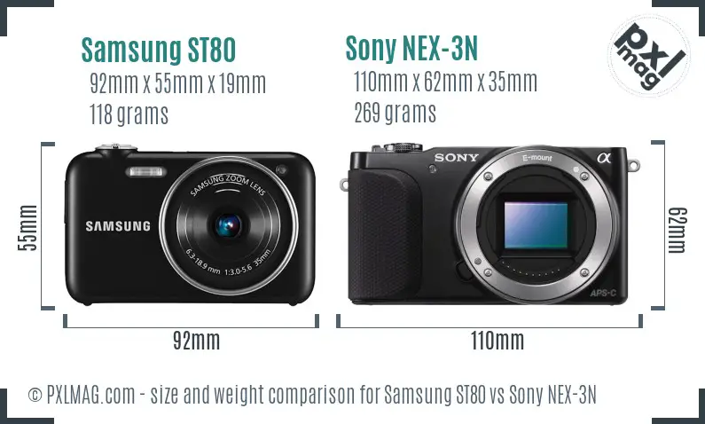 Samsung ST80 vs Sony NEX-3N size comparison