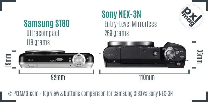 Samsung ST80 vs Sony NEX-3N top view buttons comparison