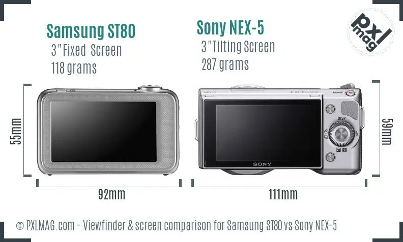 Samsung ST80 vs Sony NEX-5 Screen and Viewfinder comparison
