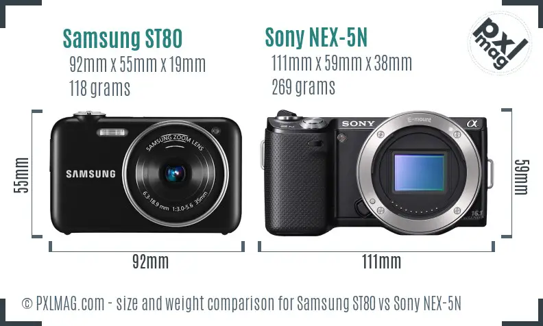 Samsung ST80 vs Sony NEX-5N size comparison