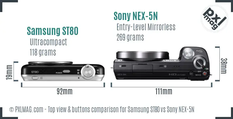 Samsung ST80 vs Sony NEX-5N top view buttons comparison