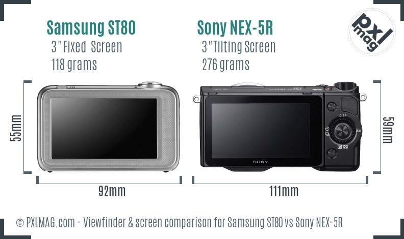 Samsung ST80 vs Sony NEX-5R Screen and Viewfinder comparison