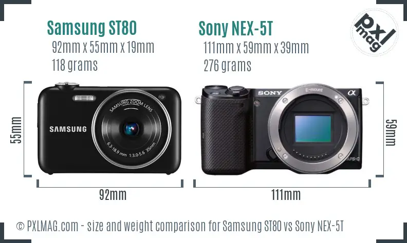 Samsung ST80 vs Sony NEX-5T size comparison