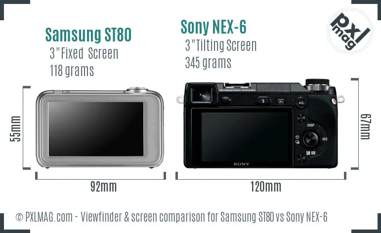 Samsung ST80 vs Sony NEX-6 Screen and Viewfinder comparison