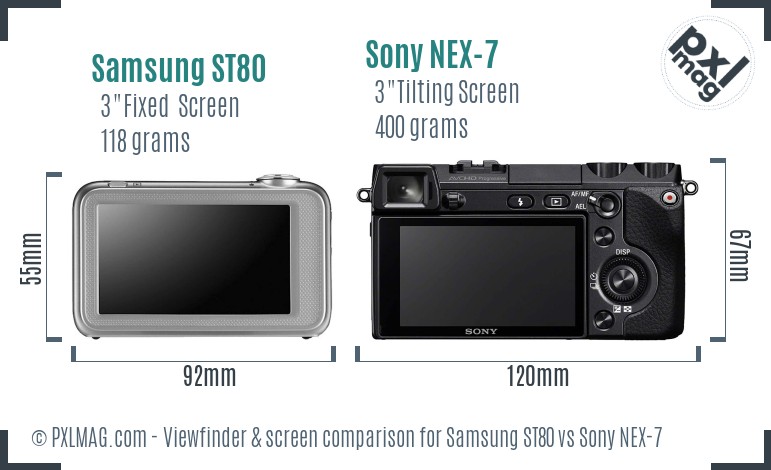 Samsung ST80 vs Sony NEX-7 Screen and Viewfinder comparison