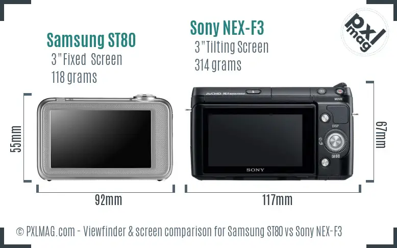 Samsung ST80 vs Sony NEX-F3 Screen and Viewfinder comparison