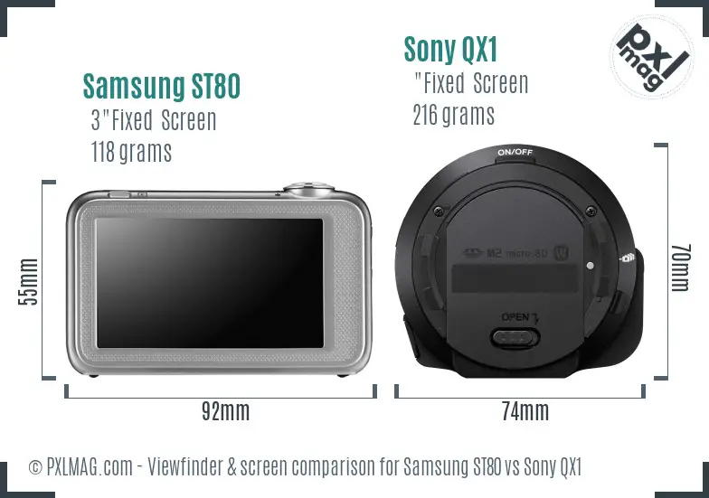 Samsung ST80 vs Sony QX1 Screen and Viewfinder comparison Samsung ST80 vs Sony QX1 Screen and Viewfinder comparison