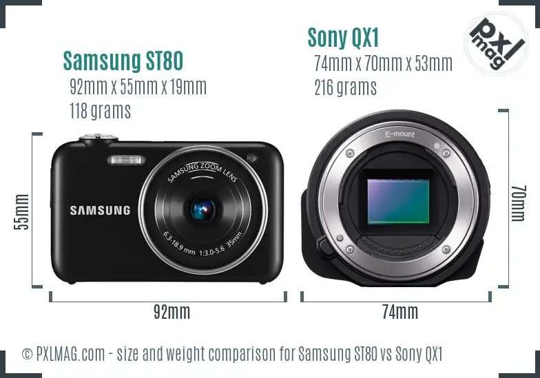 Samsung ST80 vs Sony QX1 size comparison Samsung ST80 vs Sony QX1 size comparison