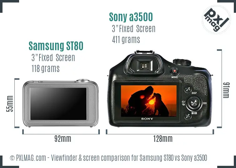 Samsung ST80 vs Sony a3500 Screen and Viewfinder comparison