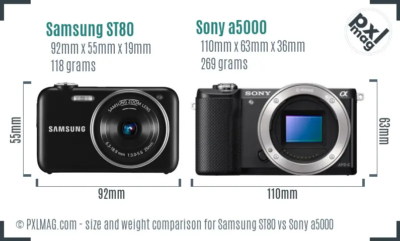 Samsung ST80 vs Sony a5000 size comparison