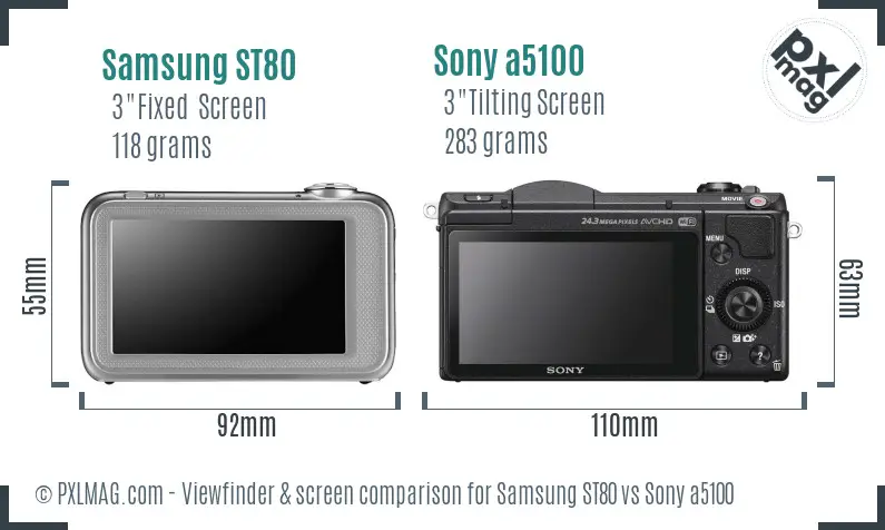 Samsung ST80 vs Sony a5100 Screen and Viewfinder comparison