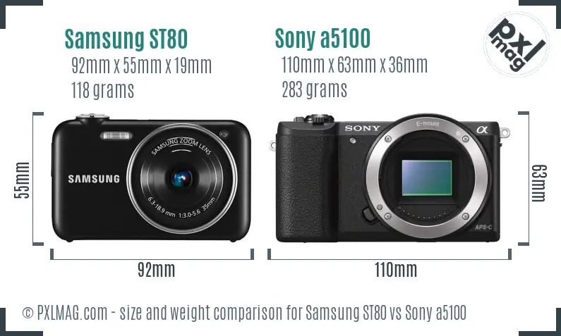 Samsung ST80 vs Sony a5100 size comparison