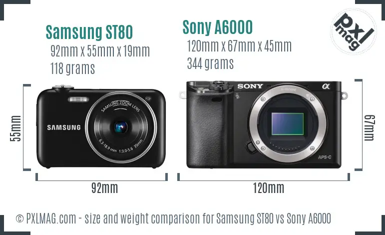 Samsung ST80 vs Sony A6000 size comparison