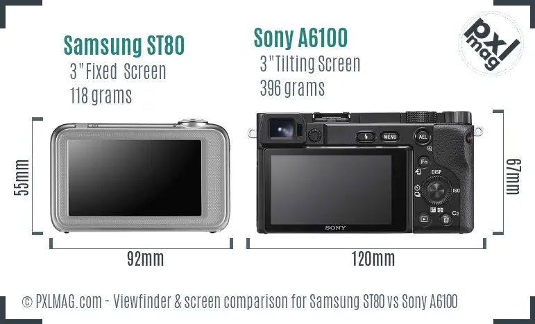 Samsung ST80 vs Sony A6100 Screen and Viewfinder comparison