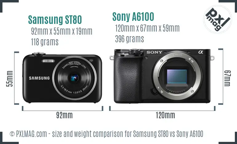 Samsung ST80 vs Sony A6100 size comparison