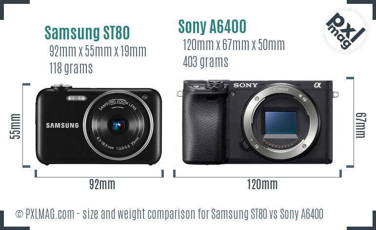 Samsung ST80 vs Sony A6400 size comparison