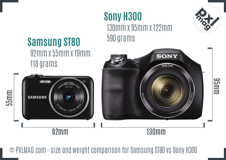 Samsung ST80 vs Sony H300 size comparison