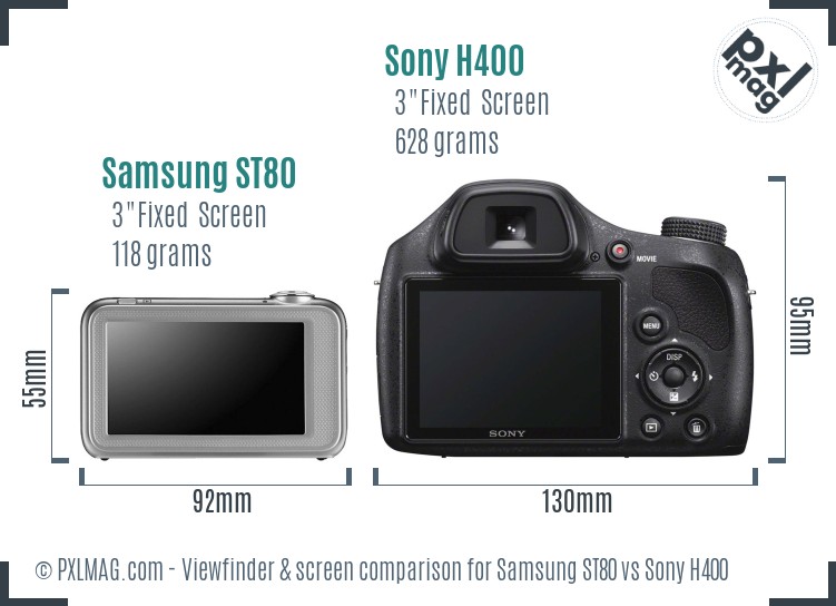 Samsung ST80 vs Sony H400 Screen and Viewfinder comparison