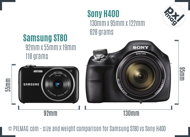 Samsung ST80 vs Sony H400 size comparison