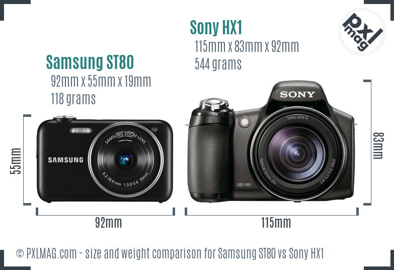 Samsung ST80 vs Sony HX1 size comparison Samsung ST80 vs Sony HX1 size comparison
