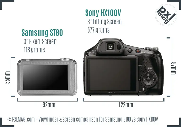 Samsung ST80 vs Sony HX100V Screen and Viewfinder comparison Samsung ST80 vs Sony HX100V Screen and Viewfinder comparison