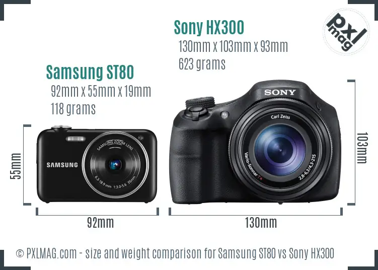 Samsung ST80 vs Sony HX300 size comparison Samsung ST80 vs Sony HX300 size comparison
