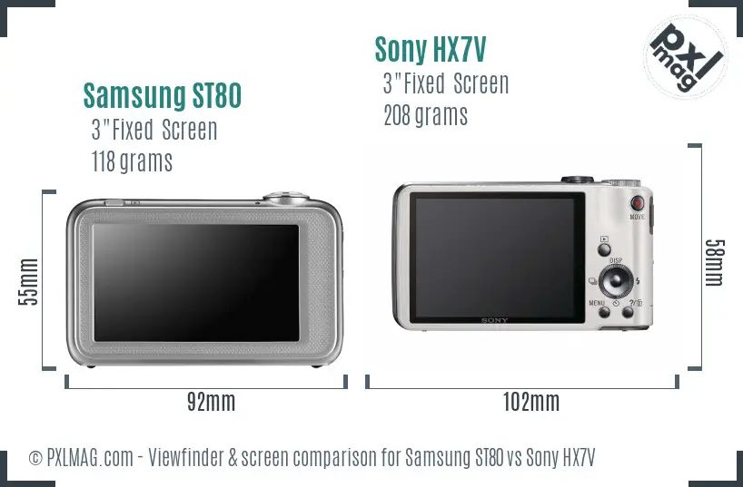 Samsung ST80 vs Sony HX7V Screen and Viewfinder comparison