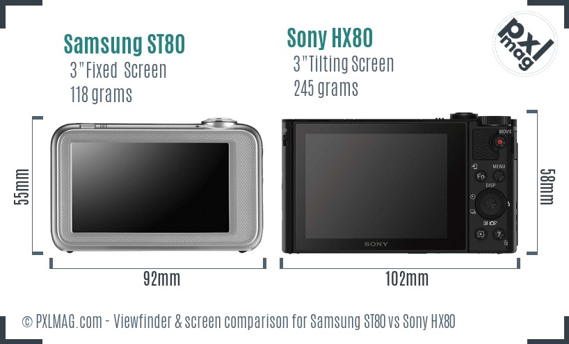 Samsung ST80 vs Sony HX80 Screen and Viewfinder comparison