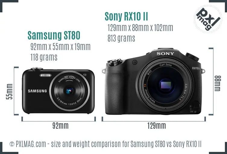 Samsung ST80 vs Sony RX10 II size comparison