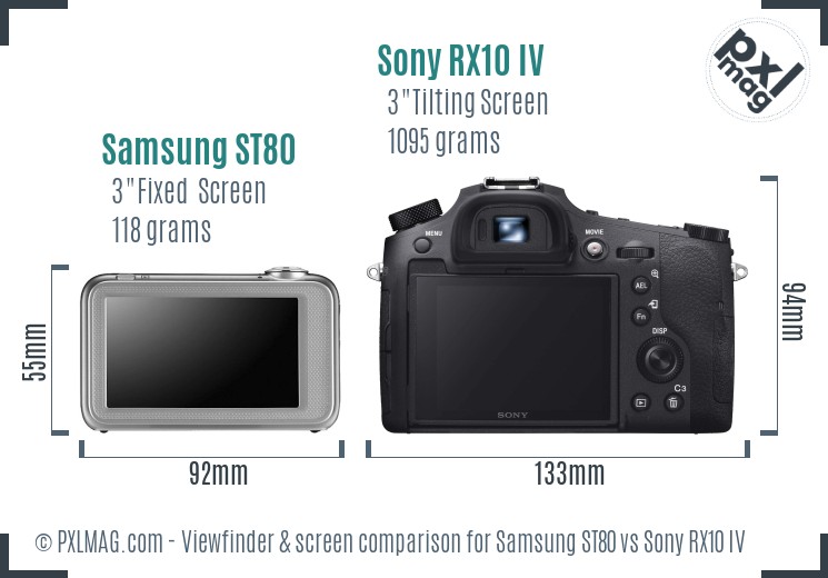 Samsung ST80 vs Sony RX10 IV Screen and Viewfinder comparison