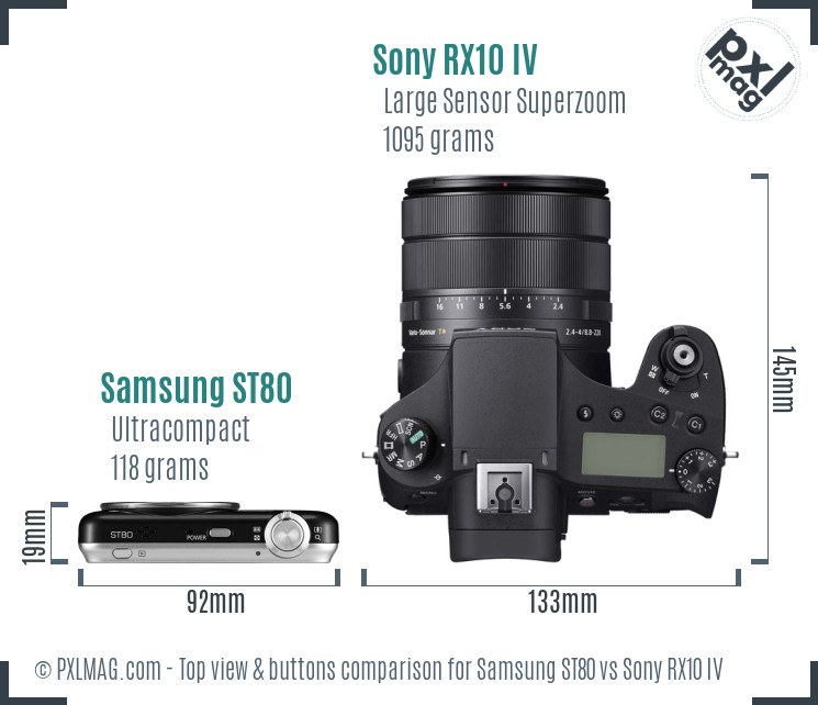 Samsung ST80 vs Sony RX10 IV top view buttons comparison