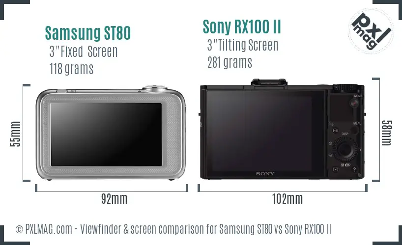 Samsung ST80 vs Sony RX100 II Screen and Viewfinder comparison