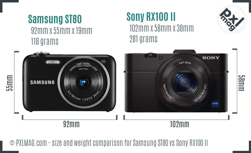 Samsung ST80 vs Sony RX100 II size comparison