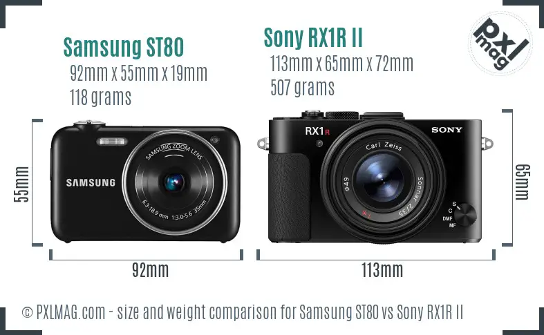 Samsung ST80 vs Sony RX1R II size comparison