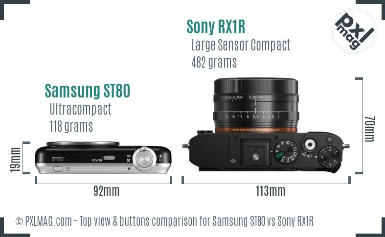 Samsung ST80 vs Sony RX1R top view buttons comparison