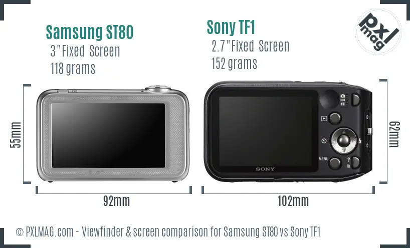 Samsung ST80 vs Sony TF1 Screen and Viewfinder comparison
